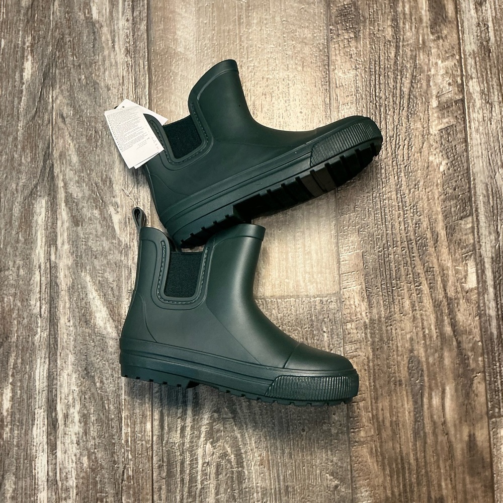 Kids Waterproof Chelsea Rain Boots in Dark Green Size 9/10 - Picture 11 of 16